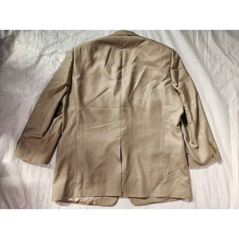 Turnbury Silk Wool Suit Jacket Blazer Mens 48R Beige Men's 2 Button